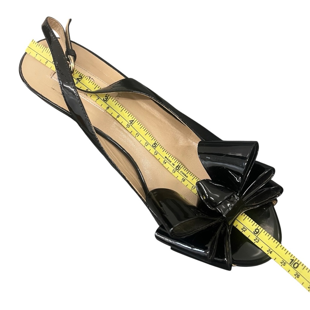 Valentino Garavani Black Patent Leather Slingback Wedge Sandals Sz 37 US 7 Bow - Picture 16 of 16